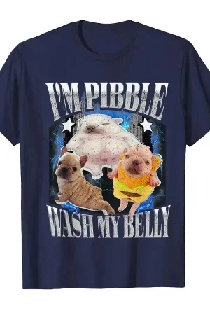 Men's Top Silly Meme Pibble Meme Wash My Belly Clean My Belly Meme T-shirt Casual Print Cotton T Shirts Short Sleeve Tops Unisex