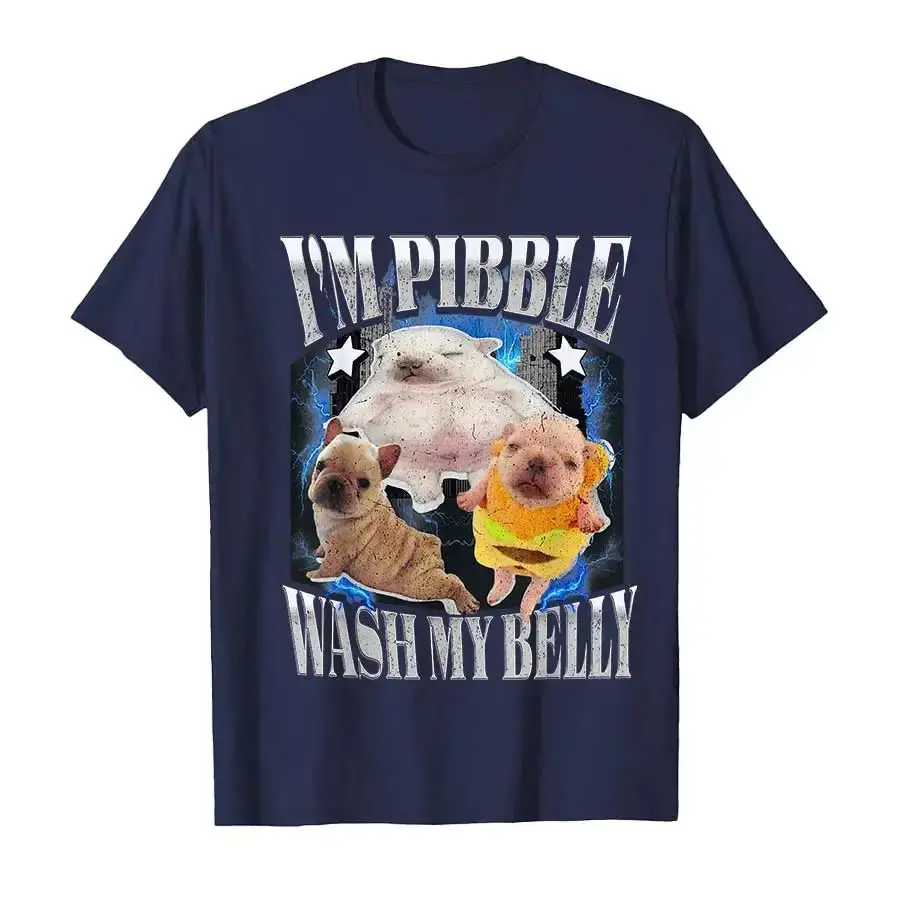 Men's Top Silly Meme Pibble Meme Wash My Belly Clean My Belly Meme T-shirt Casual Print Cotton T Shirts Short Sleeve Tops Unisex